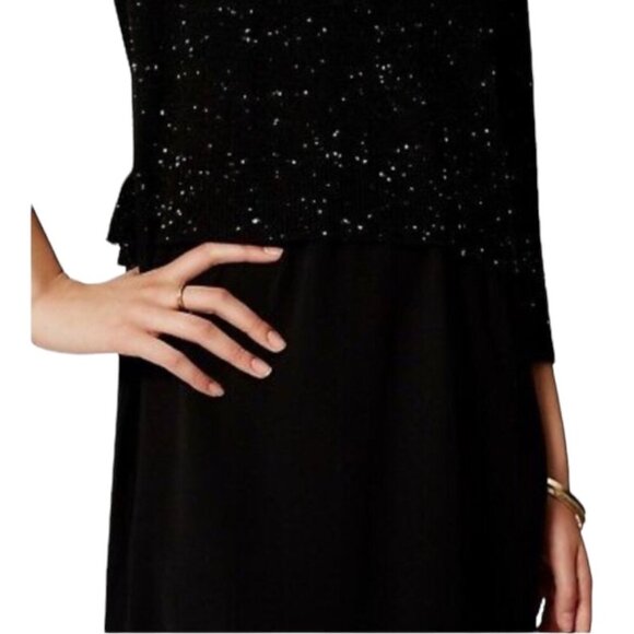 Loft NWT $89 Black Mixed Media Pullover Sweater Dress, 3/4-Sleeve Women's Size M - Picture 12 of 12